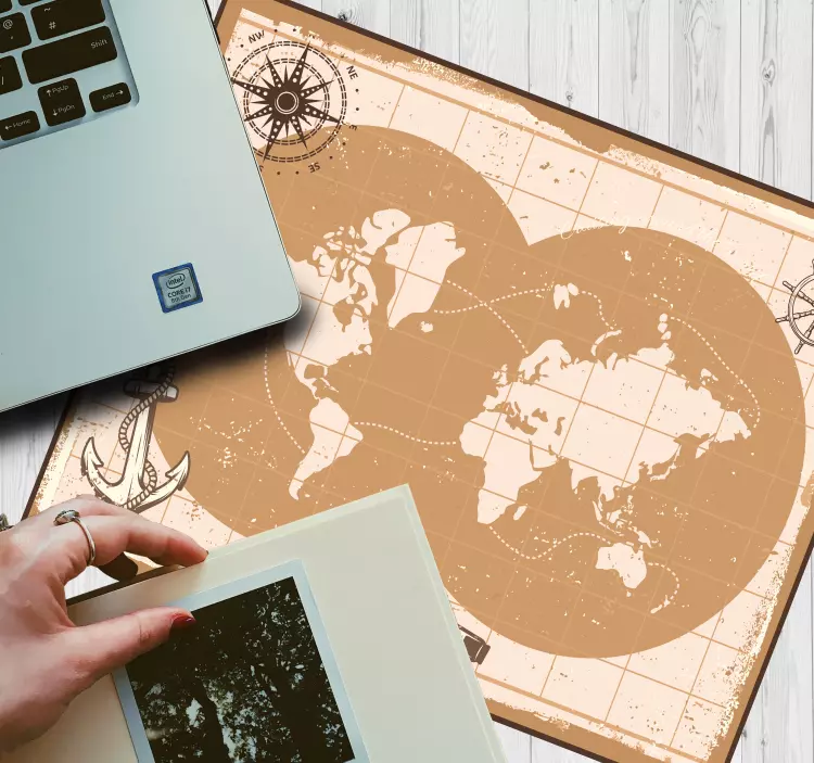 Nautical world map mouse pad - TenStickers