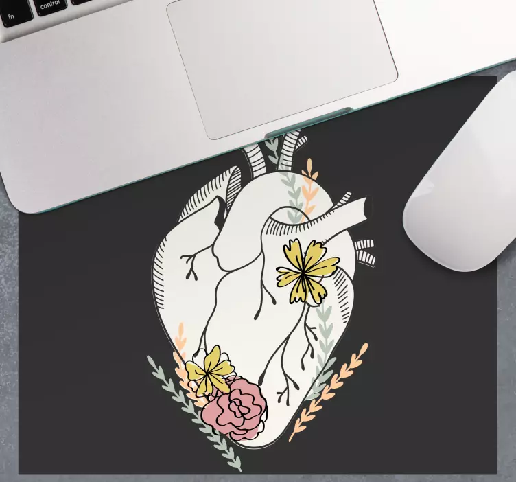 Original mouse pad anatomical heart floral - TenStickers