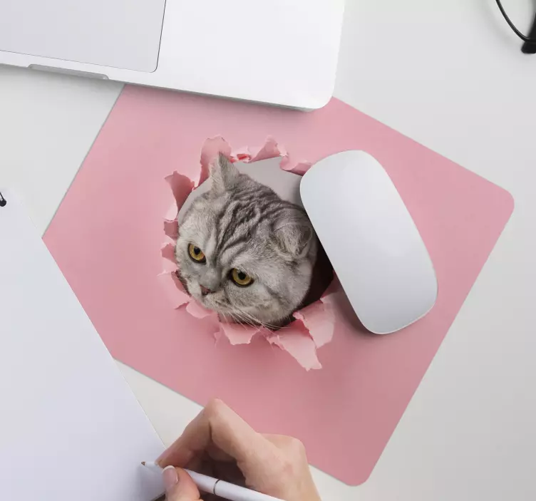 Original mouse pad cat breaking through - TenStickers