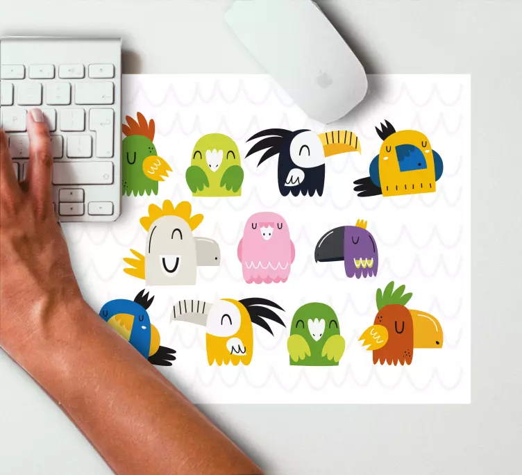 Original mouse pad colorful cartoon birds - TenStickers