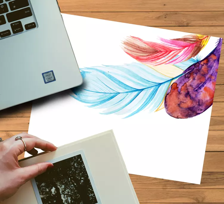 Original mouse pad colorful feather design - TenStickers