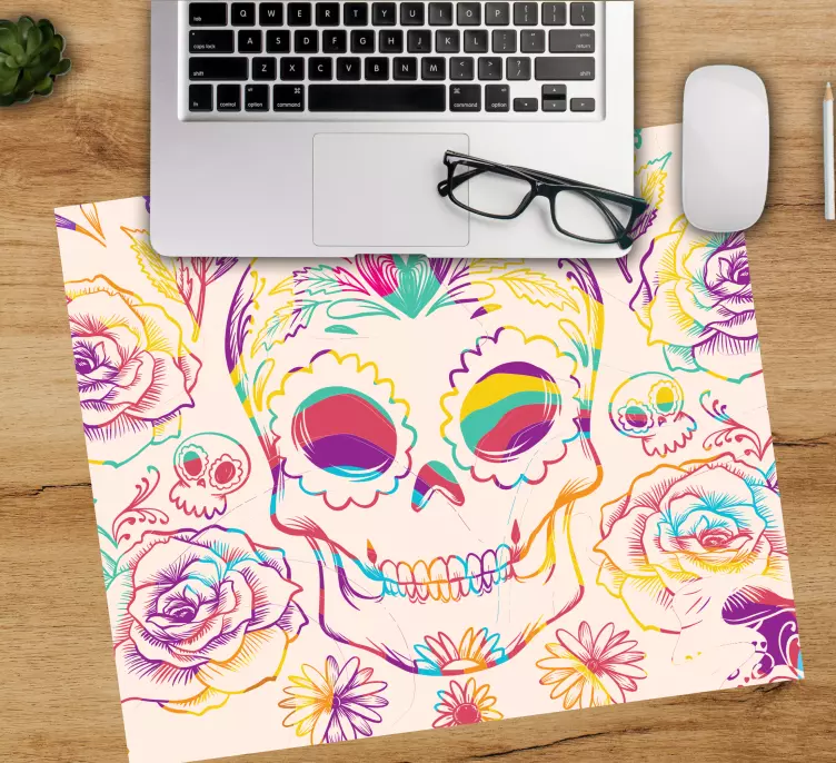 Original mouse pad colorful floral skull - TenStickers