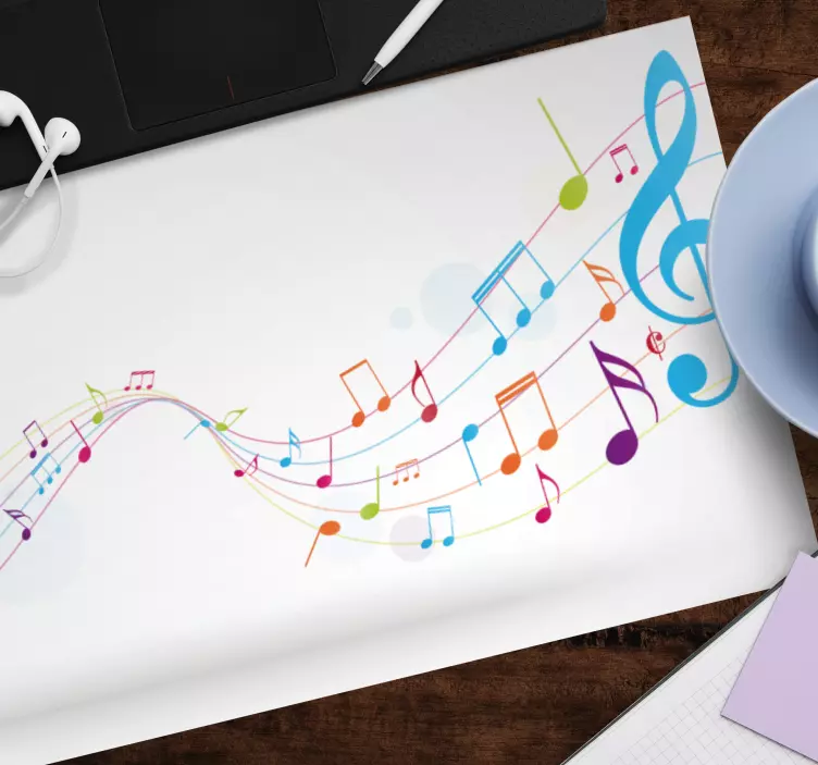 Original mouse pad colorful musical notes - TenStickers
