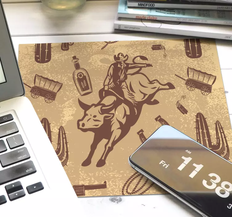 Original mouse pad cowboy riding a bull - TenStickers