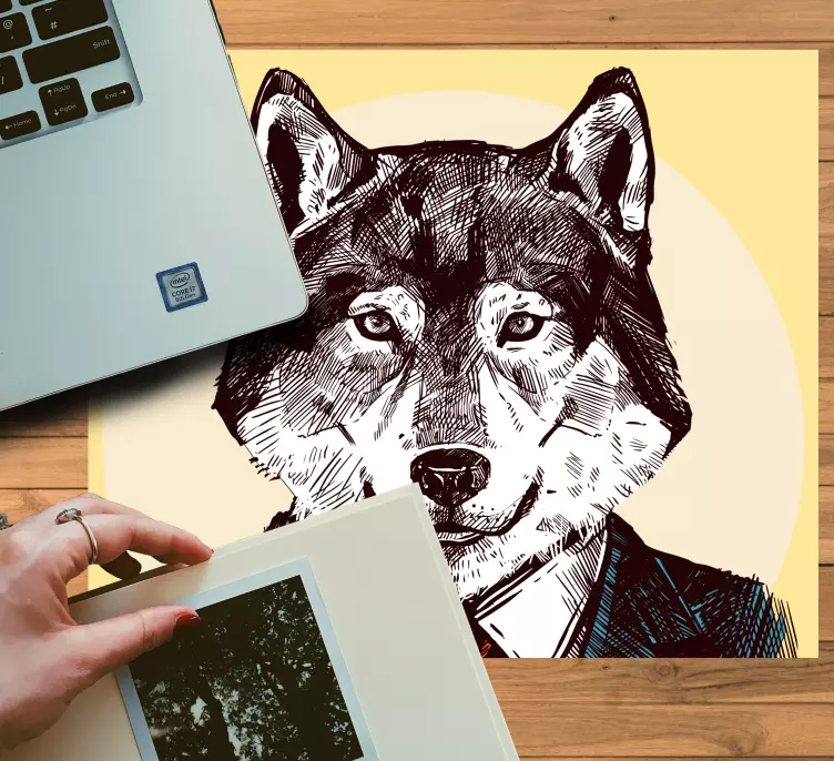 Original mouse pad dapper wolf portrait - TenStickers