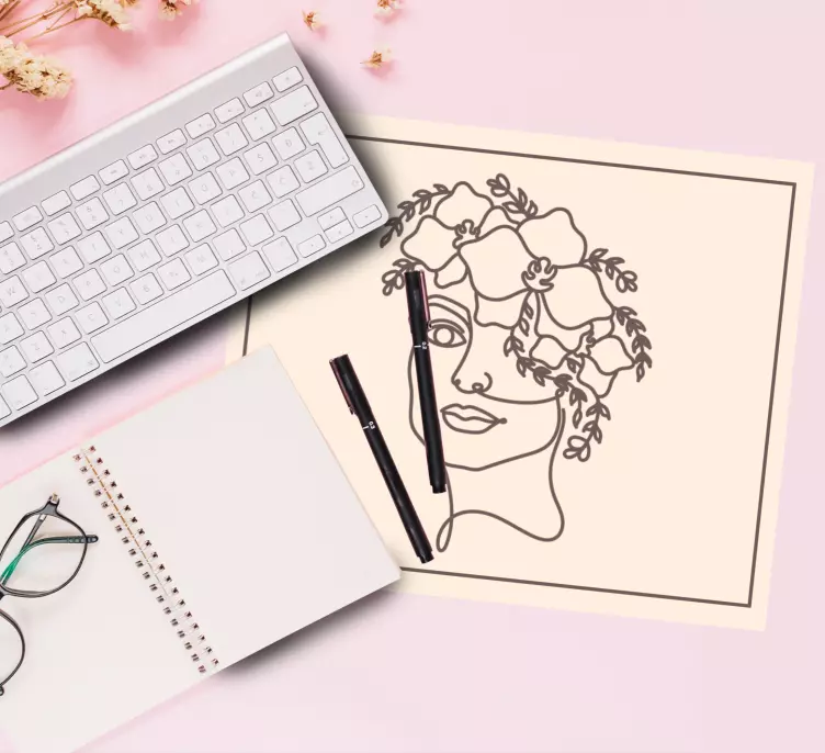 Original mouse pad elegant floral portrait - TenStickers