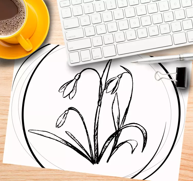 Original mouse pad elegant floral sketch - TenStickers