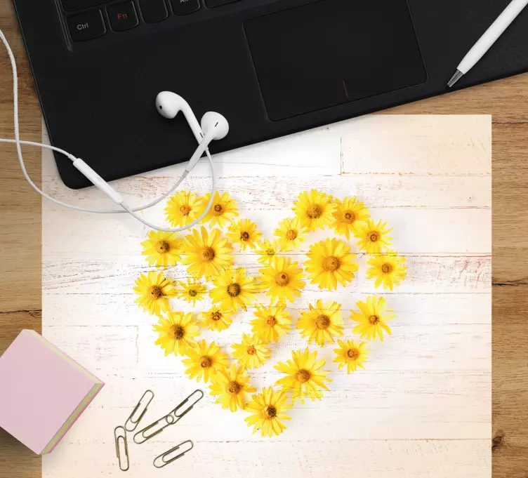 Original mouse pad floral heart arrangement - TenStickers