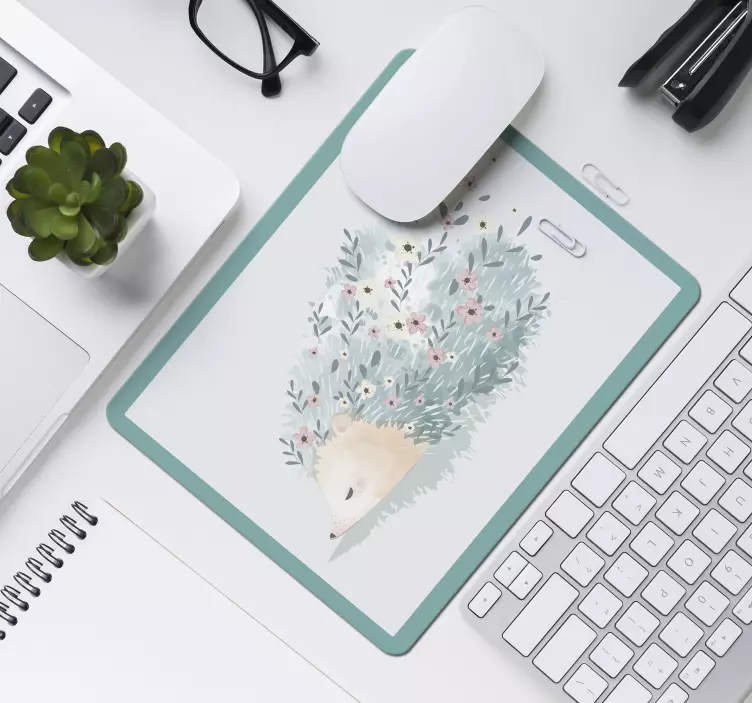 Original mouse pad floral hedgehog design - TenStickers