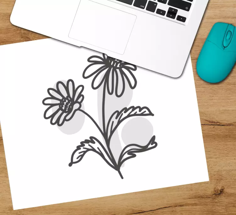 Original mouse pad floral line art design - TenStickers