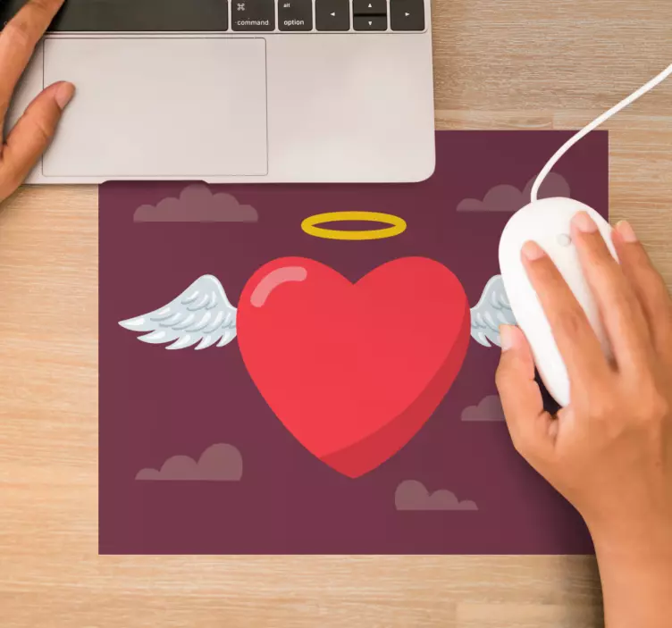 Original mouse pad heart with wings design - TenStickers