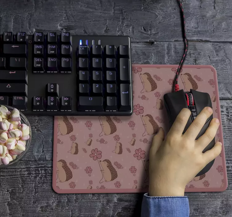 Original mouse pad hedgehog floral design - TenStickers