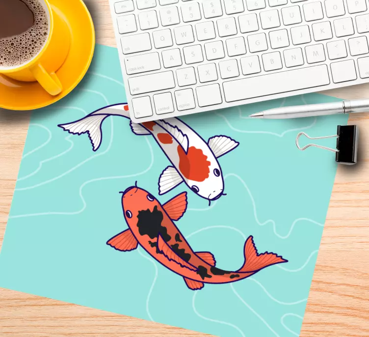 Original mouse pad koi fish swimming design - TenStickers