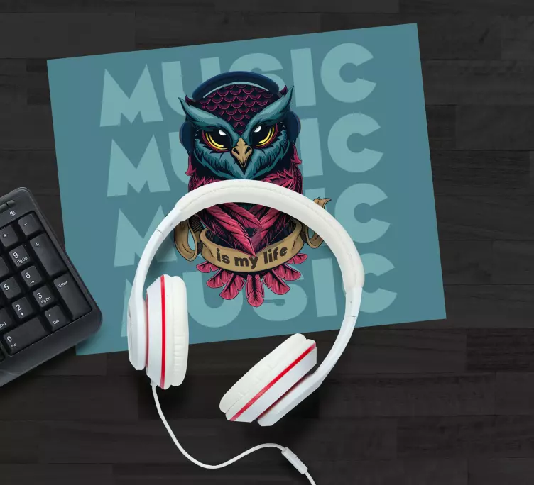 Original mouse pad owl with headphones design - TenStickers