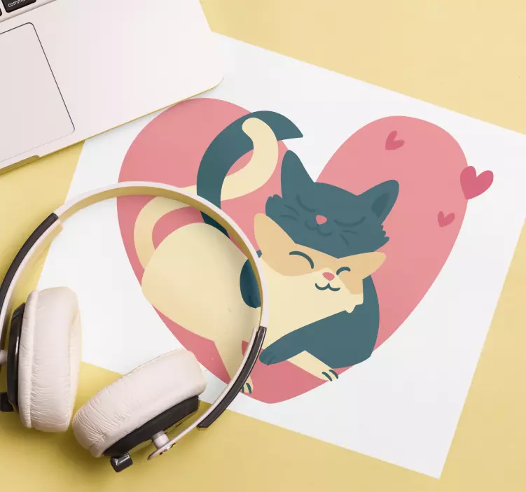 Original mouse pad playful cat hug - TenStickers