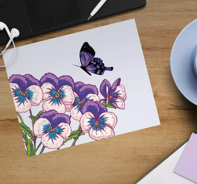 Original mouse pad purple floral butterfly design - TenStickers