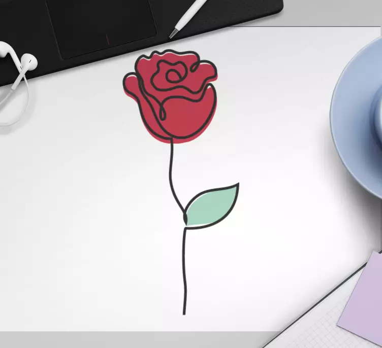 Original mouse pad stylized rose outline - TenStickers