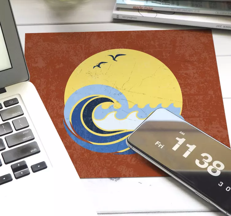 Original mouse pad waves beneath sunset - TenStickers