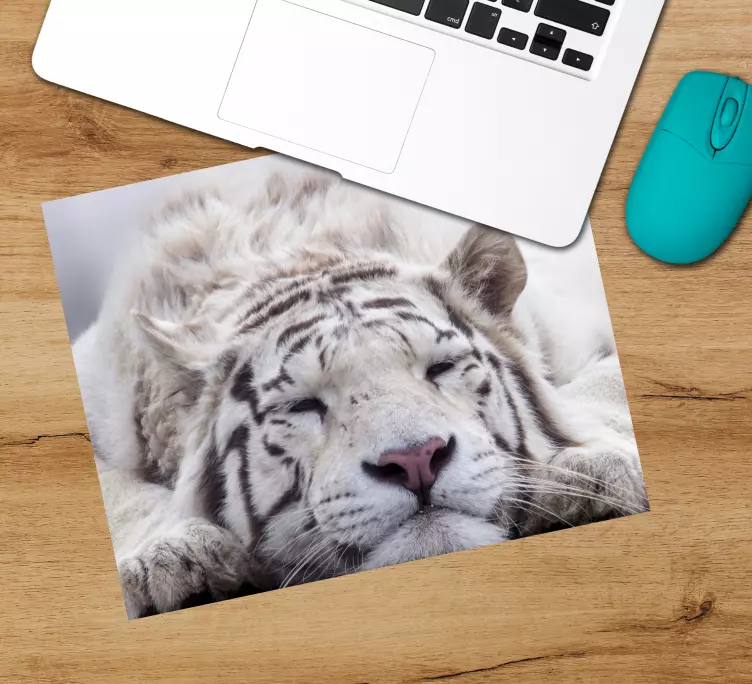 Original mouse pad white tiger resting - TenStickers