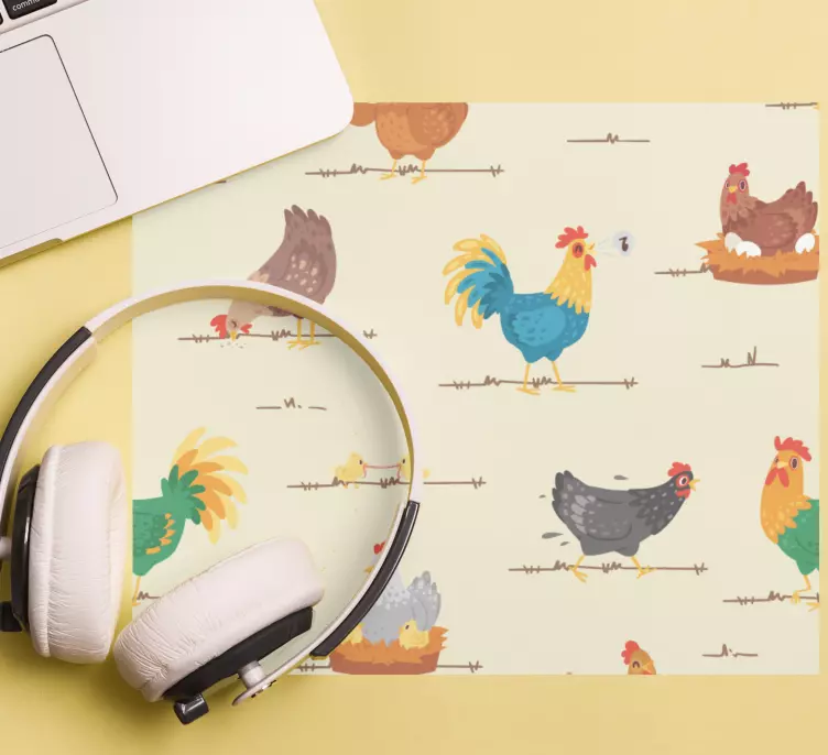 Original mouse pad with colorful chicken designs - TenStickers