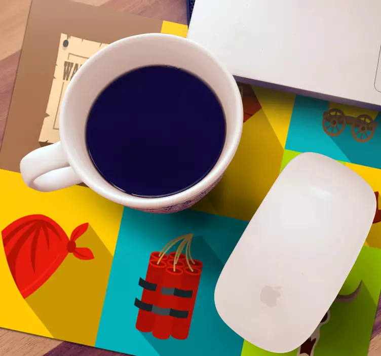 Original mouse pad with cowboy themed icons - TenStickers