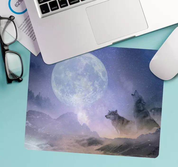 Original mouse pad wolves howling at the moon - TenStickers