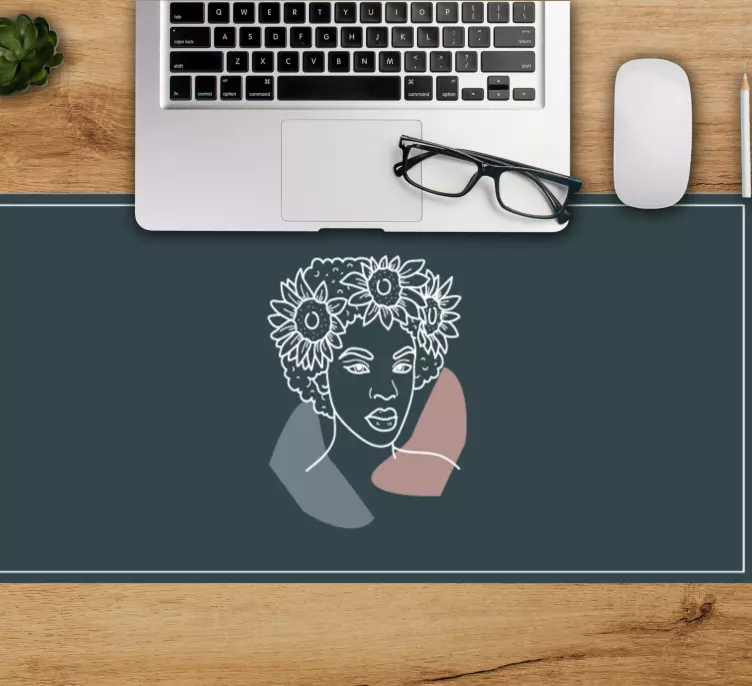 Original mouse pad woman with sunflowers - TenStickers