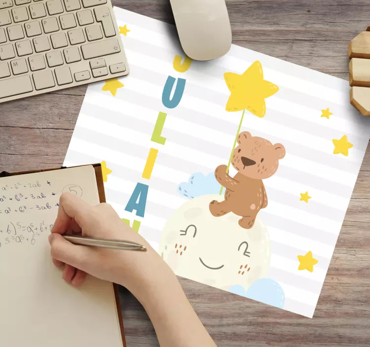 Personalised mouse mat bear with star - TenStickers