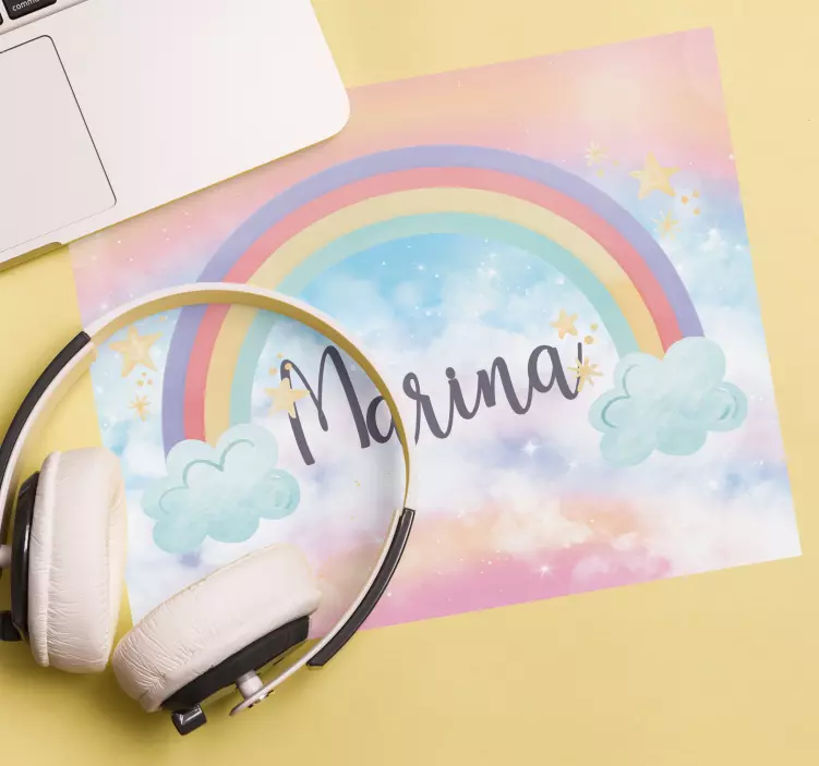 Personalised mouse mat colorful rainbow clouds - TenStickers
