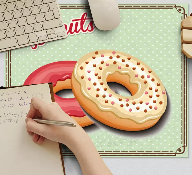 Personalised mouse mat delicious donut duo - TenStickers