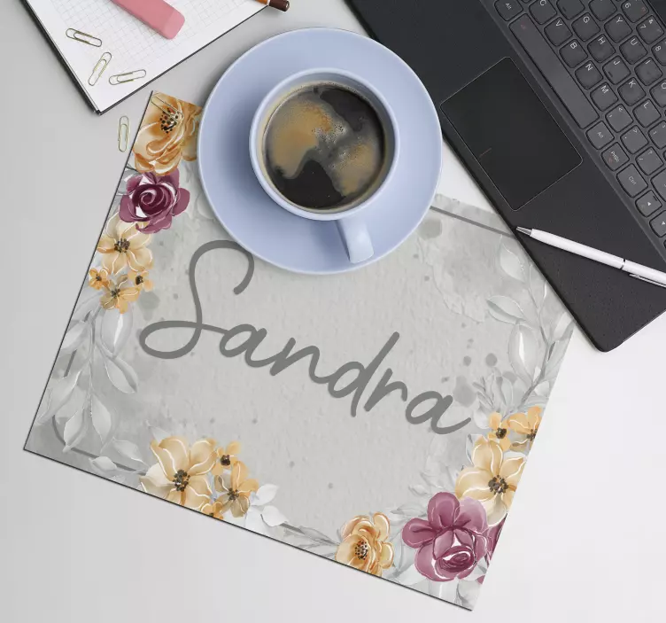 Personalised mouse mat floral personalised design - TenStickers