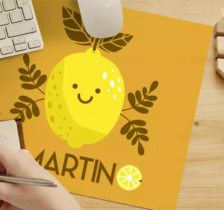 Personalised mouse mat happy lemon character - TenStickers