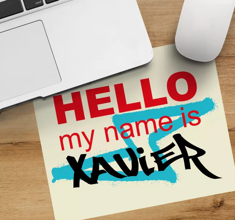 Personalised mouse mat hello name introduction - TenStickers