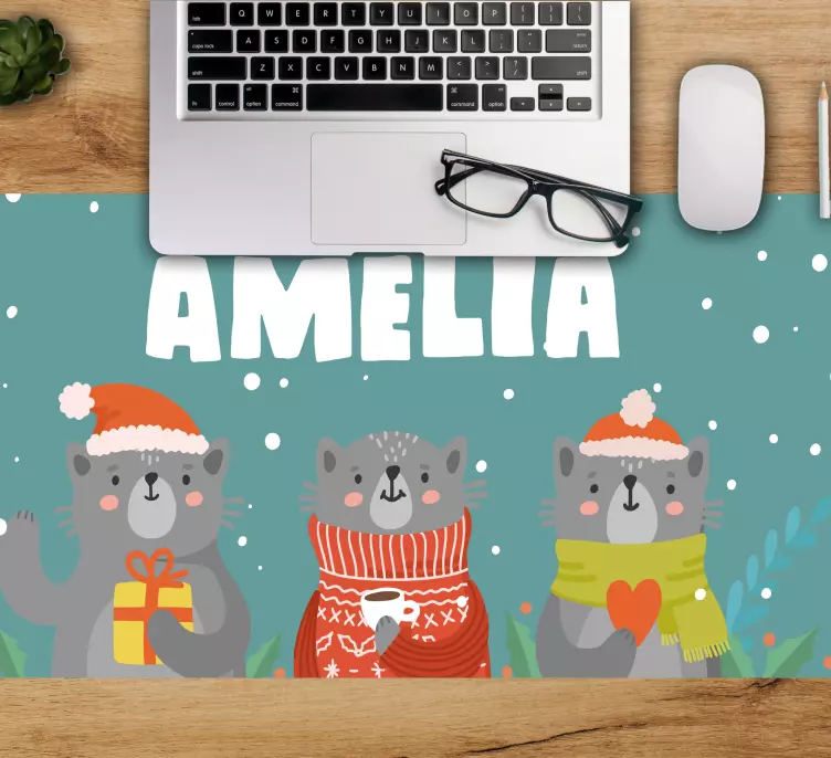 Personalised mouse mat holiday animals trio - TenStickers