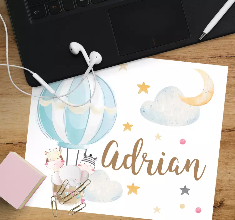 Personalised mouse mat hot air balloon design - TenStickers