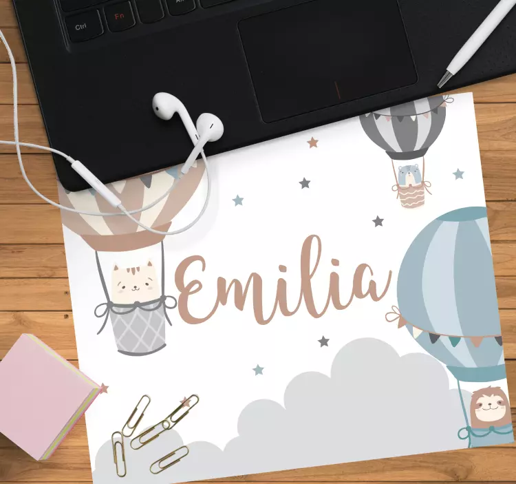Personalised mouse mat hot air balloons design - TenStickers