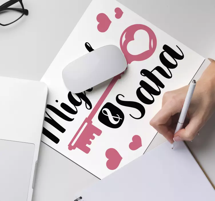 Personalised mouse mat key love story - TenStickers