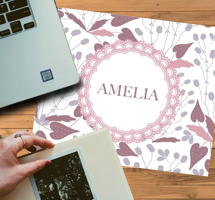 Personalised mouse mat personalized floral design - TenStickers