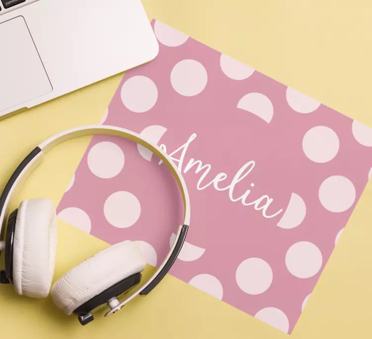 Personalised mouse mat personalized pink polka - TenStickers