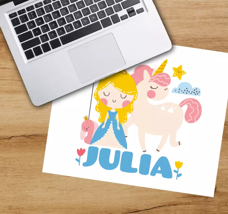 Personalised mouse mat princess and unicorn - TenStickers