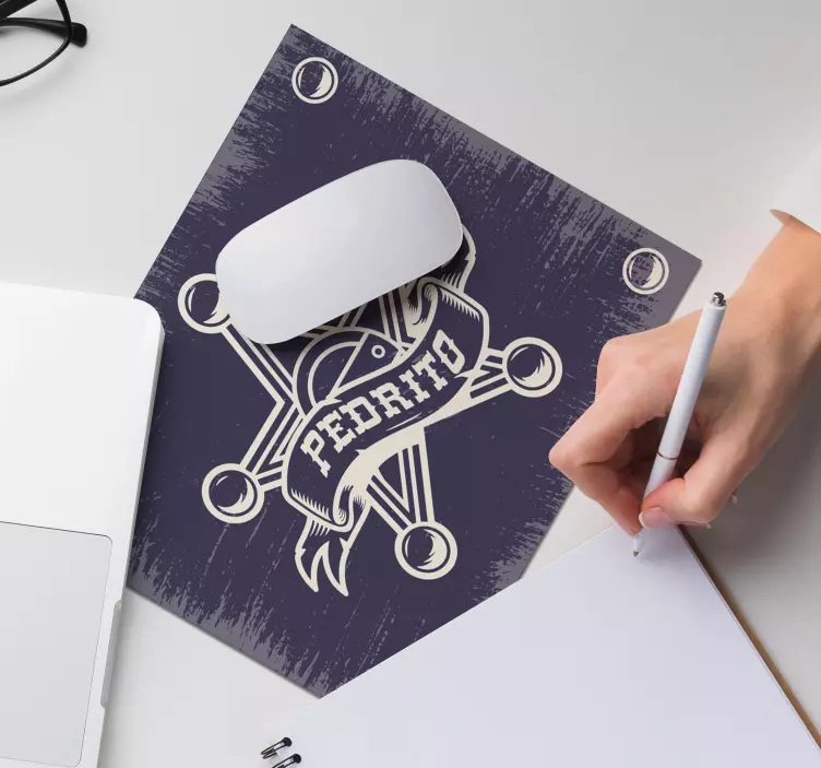 Personalised mouse mat sheriff star badge - TenStickers