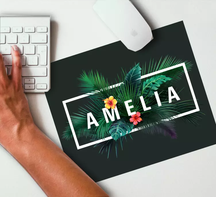 Personalised mouse mat tropical floral design - TenStickers