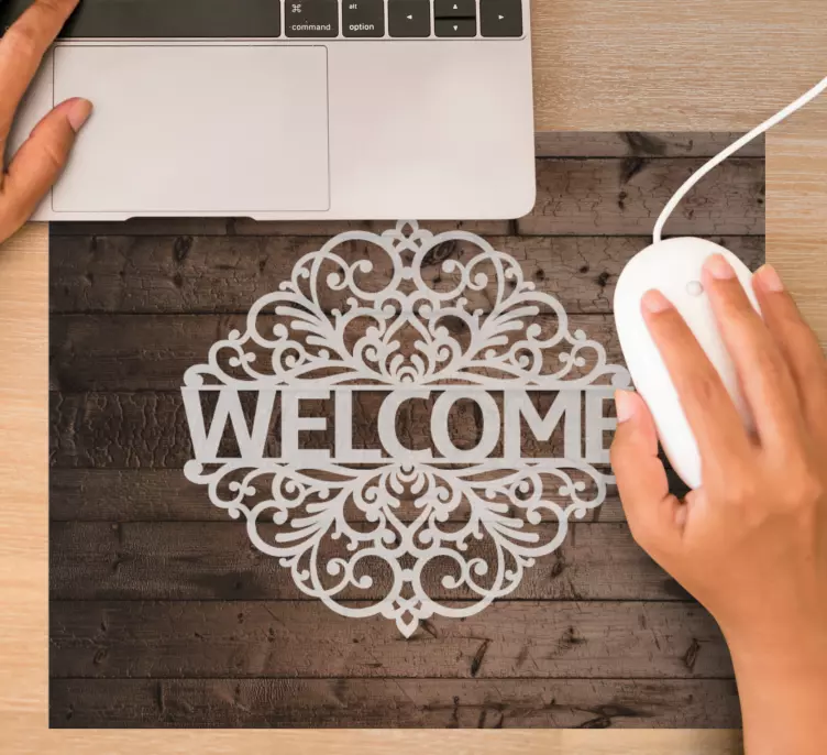 Personalised mouse mat welcome ornate design - TenStickers