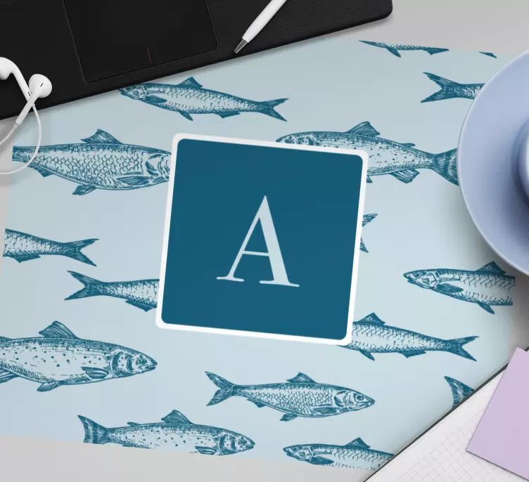 Personalised mouse mat with artistic fish design - TenStickers