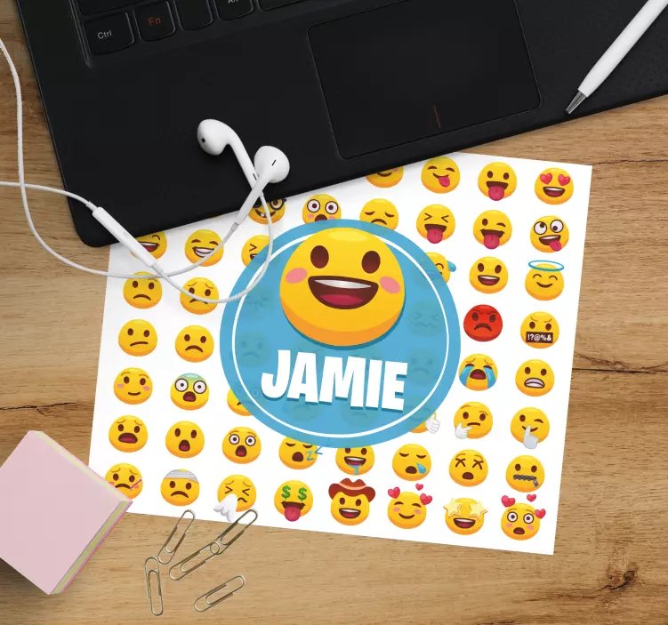 Personalised mouse mat with cheerful emoji pattern - TenStickers