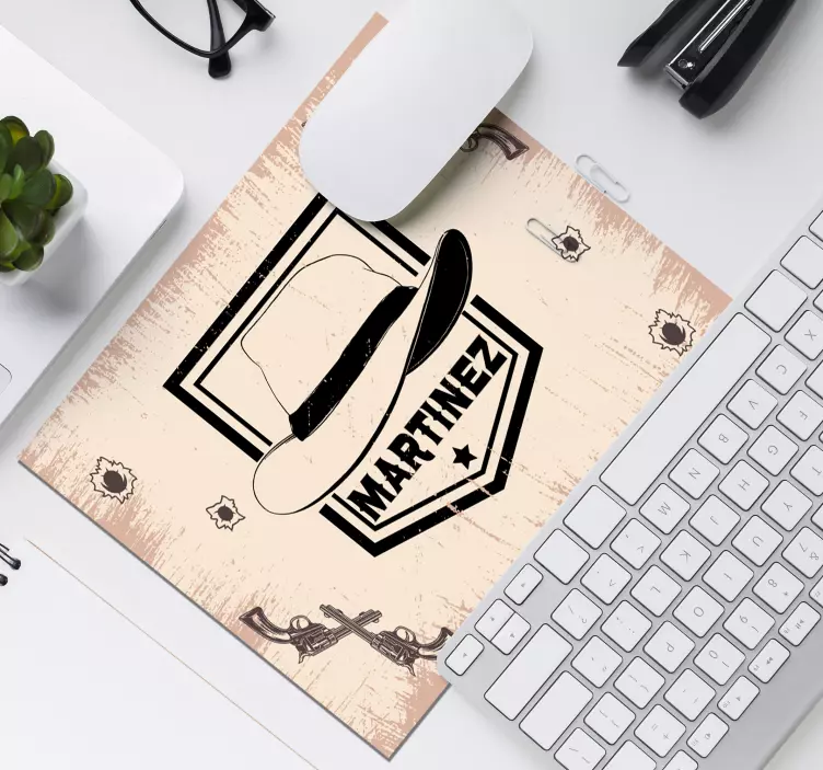 Personalised mouse mat with cowboy hat design - TenStickers