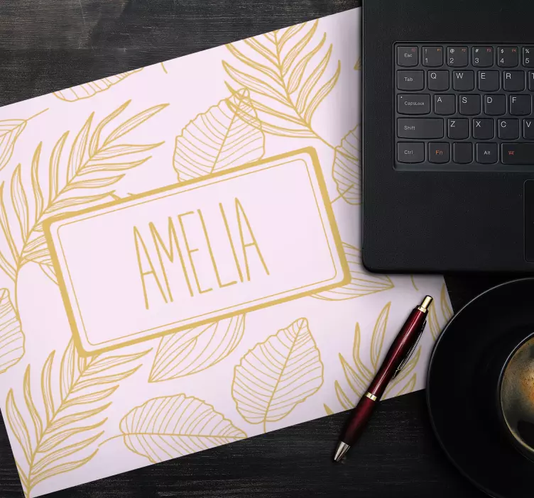 Personalised mouse mat with elegant leaf design - TenStickers