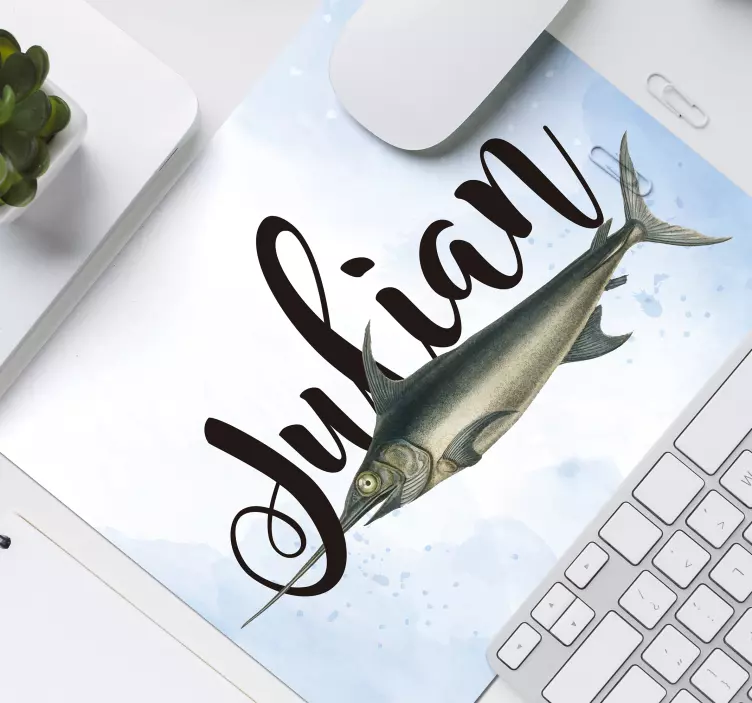 Personalised mouse mat with fish illustration name - TenStickers