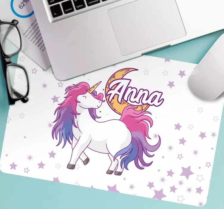Personalised mouse mat with playful unicorn design - TenStickers