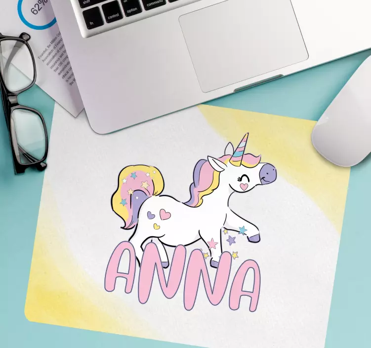 Personalised mouse mat with unicorn theme design - TenStickers